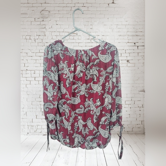 Sara Michelle Maroon Paisley Blouse - Picture 2 of 5